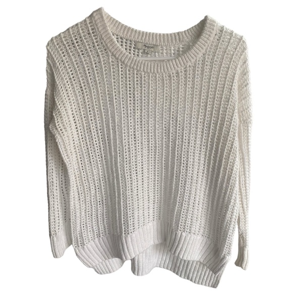 Madewell Sweaters - Madewell White Crochet Knit Open Lattice Long Sleeve Sweater, Women’s S